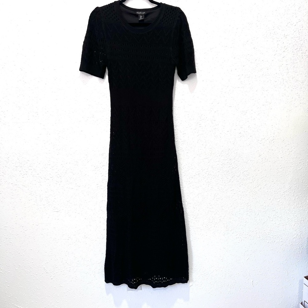 Rachel Zoe open knit Black short sleeves‎ maxi Dress M